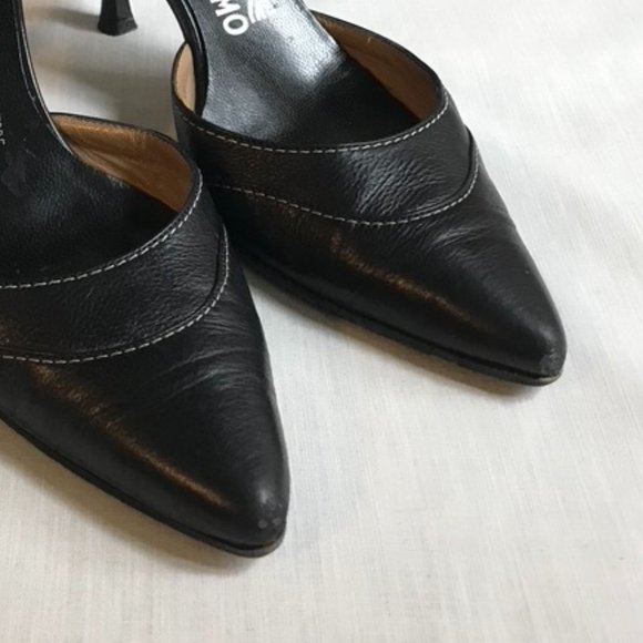 Salvatore Ferragamo Black Leather D'orsay Heels - Picture 6 of 7